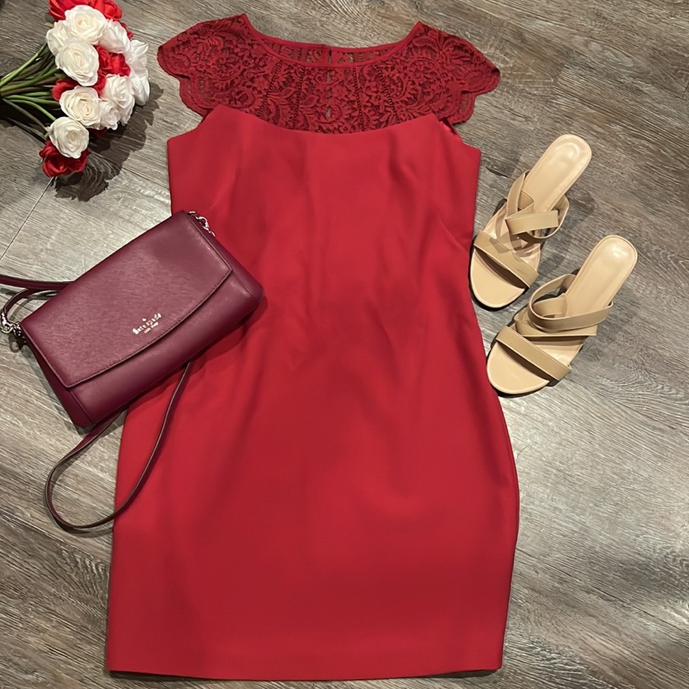 White House Black Market Red Lace Dress